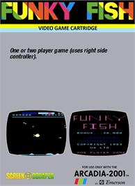 Box back cover for Funky Fish on the Emerson Arcadia 2001.