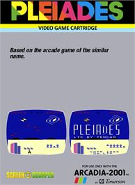 Box back cover for Pleiades on the Emerson Arcadia 2001.