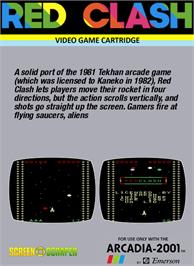 Box back cover for Red Clash on the Emerson Arcadia 2001.