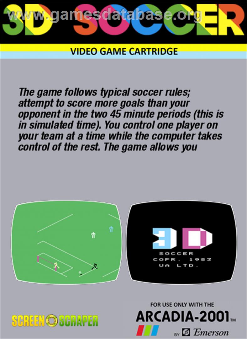 3D Soccer - Emerson Arcadia 2001 - Artwork - Box Back