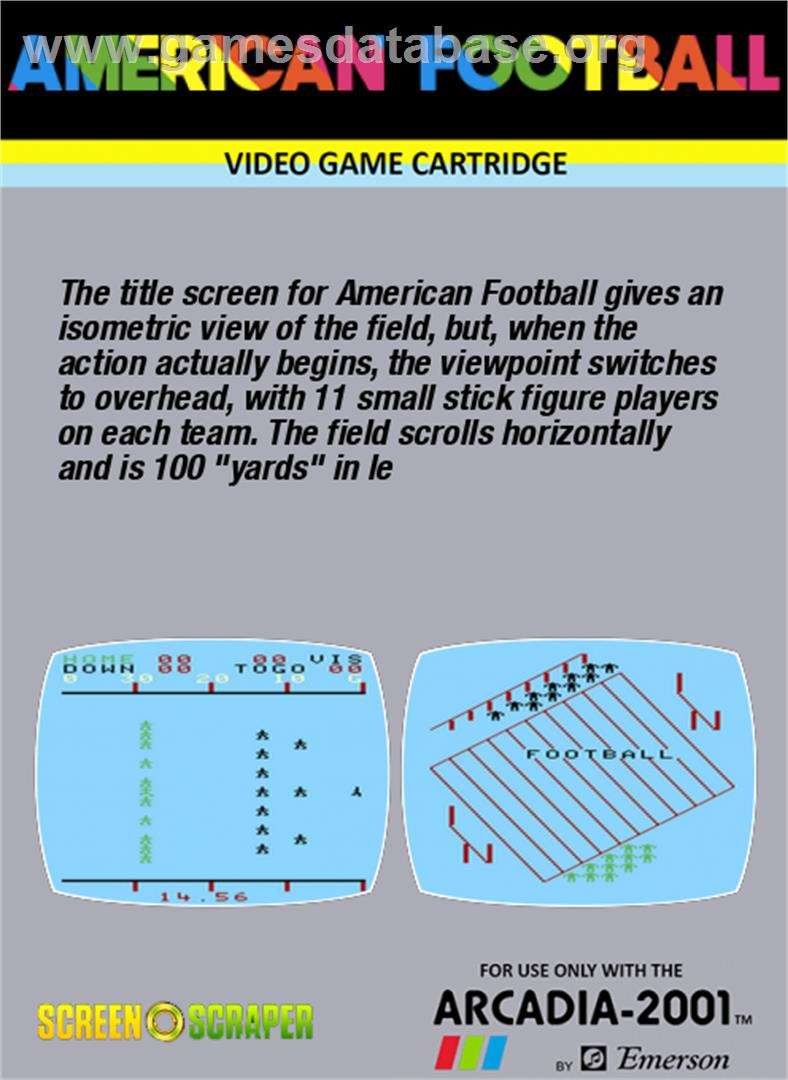 American Football - Emerson Arcadia 2001 - Artwork - Box Back