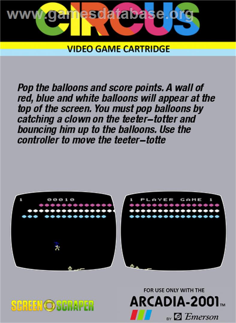 Circus - Emerson Arcadia 2001 - Artwork - Box Back