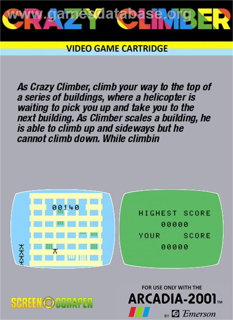 Crazy Climber - Emerson Arcadia 2001 - Artwork - Box Back