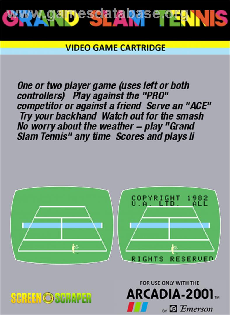 Grand Slam Tennis - Emerson Arcadia 2001 - Artwork - Box Back