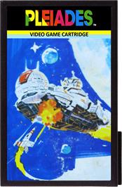 Cartridge artwork for Pleiades on the Emerson Arcadia 2001.