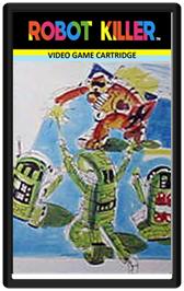 Cartridge artwork for Robot Killer on the Emerson Arcadia 2001.