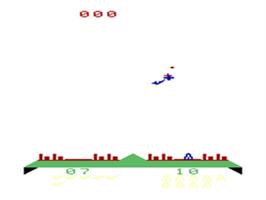In game image of Missile War on the Emerson Arcadia 2001.