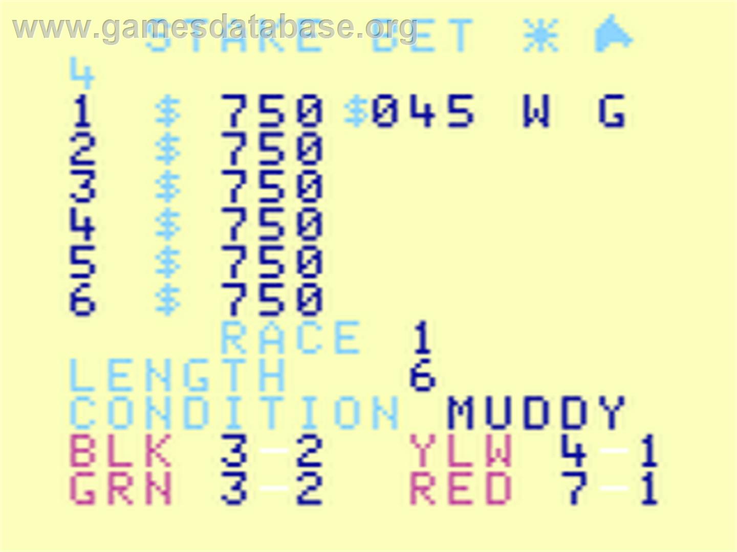 Horse Racing - Emerson Arcadia 2001 - Artwork - In Game