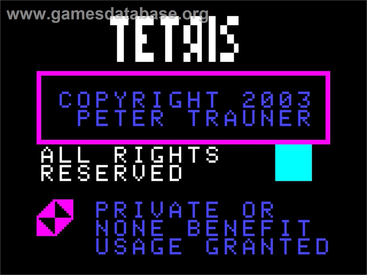 Tetris - Emerson Arcadia 2001 - Artwork - Title Screen