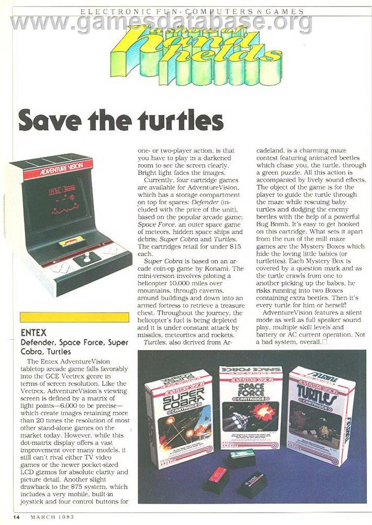 Turtles - Entex Adventure Vision - Artwork - Advert