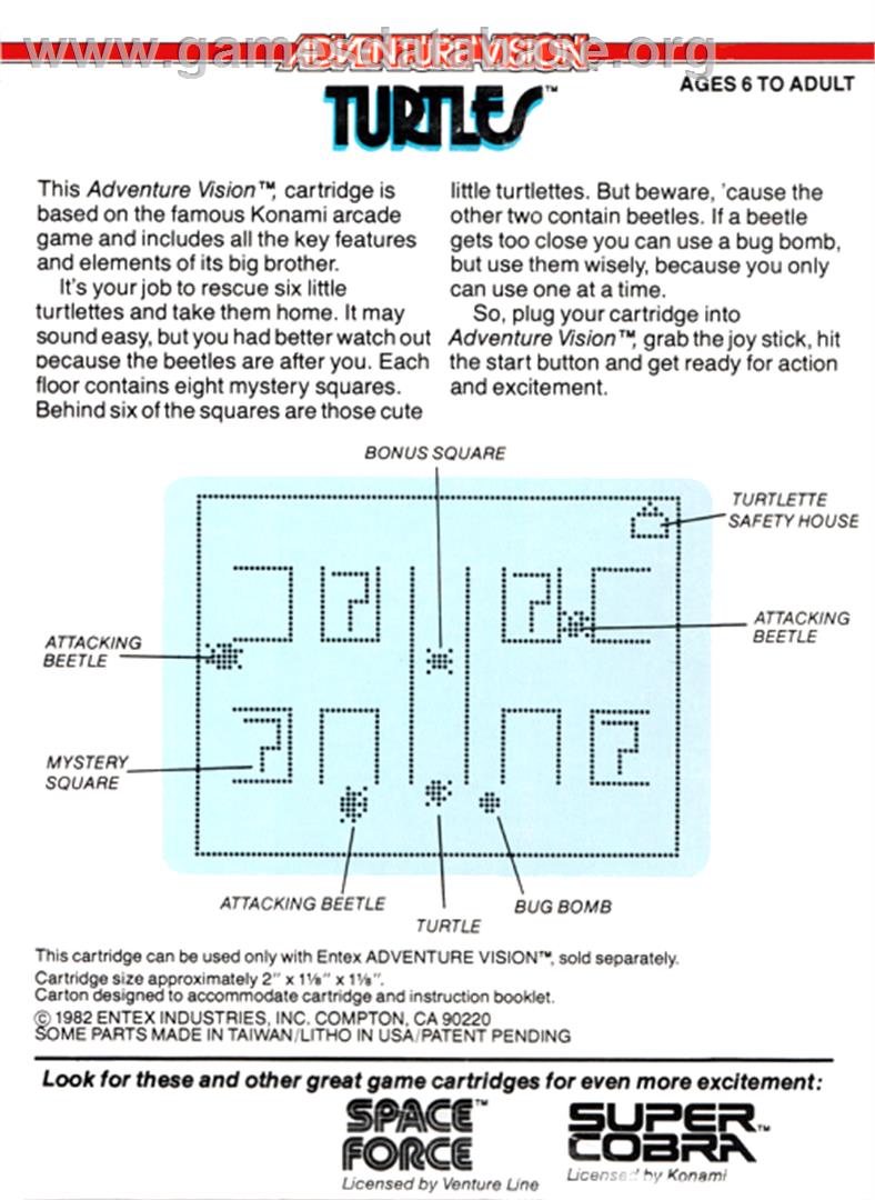 Turtles - Entex Adventure Vision - Artwork - Box Back