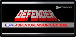 Top of cartridge artwork for Defender on the Entex Adventure Vision.