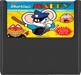 Cartridge artwork for Mappy on the Epoch Super Cassette Vision.