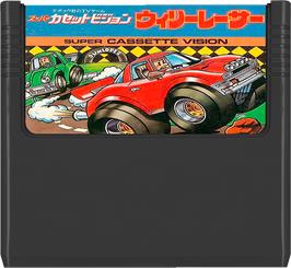 Cartridge artwork for Wheelie Racer on the Epoch Super Cassette Vision.