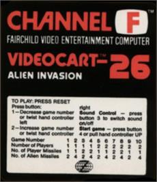 Box cover for Videocart-26 - Alien Invasion on the Fairchild Channel F.