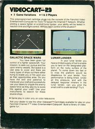 Box back cover for Galactic Space Wars & Luna Lander on the Fairchild Channel F.