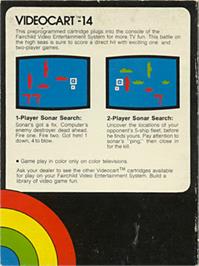 Box back cover for Videocart-14 - Sonar Search on the Fairchild Channel F.