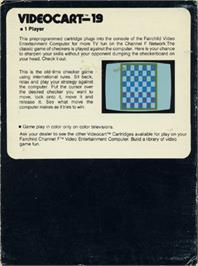 Box back cover for Videocart-19 - Checkers on the Fairchild Channel F.