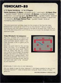 Box back cover for Videocart-20 - Video Whizball on the Fairchild Channel F.