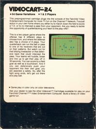 Box back cover for Videocart-24 - Pro Football on the Fairchild Channel F.
