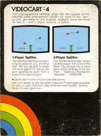 Box back cover for Videocart-4 - Spitfire on the Fairchild Channel F.