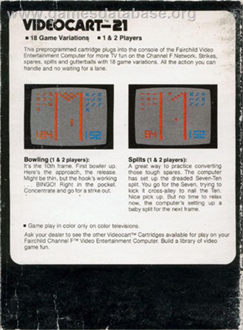 Bowling - Fairchild Channel F - Artwork - Box Back