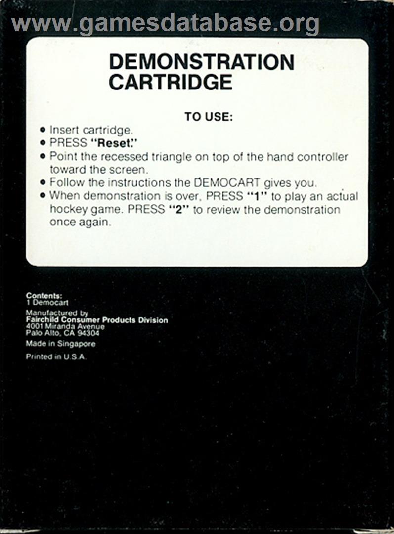 Demonstration Cartridge - Fairchild Channel F - Artwork - Box Back