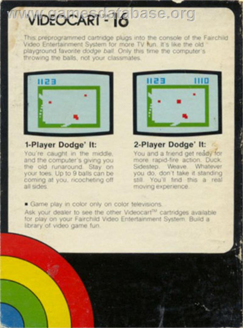 Videocart-16 - Dodge-it - Fairchild Channel F - Artwork - Box Back