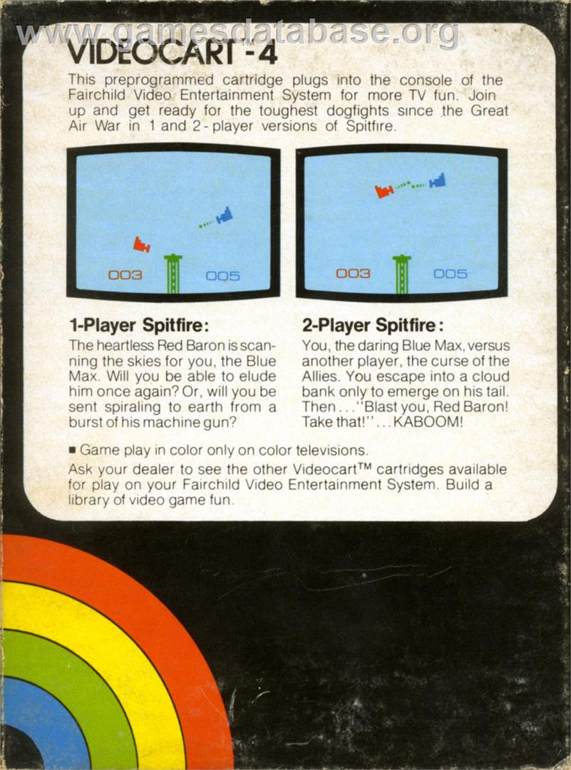 Videocart-4 - Spitfire - Fairchild Channel F - Artwork - Box Back