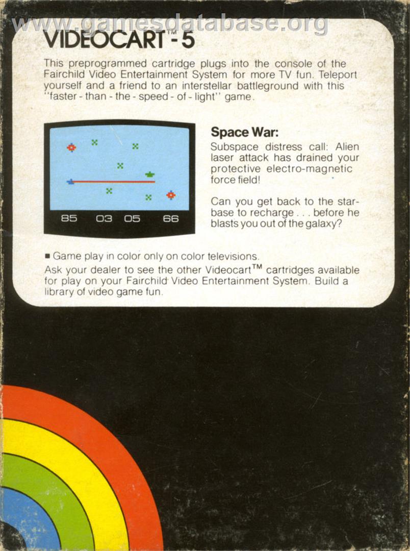 Videocart-5 - Space War - Fairchild Channel F - Artwork - Box Back