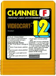 Cartridge artwork for Videocart-12 - Baseball on the Fairchild Channel F.