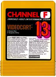 Cartridge artwork for Videocart-13 - Robot War, Torpedo Alley on the Fairchild Channel F.