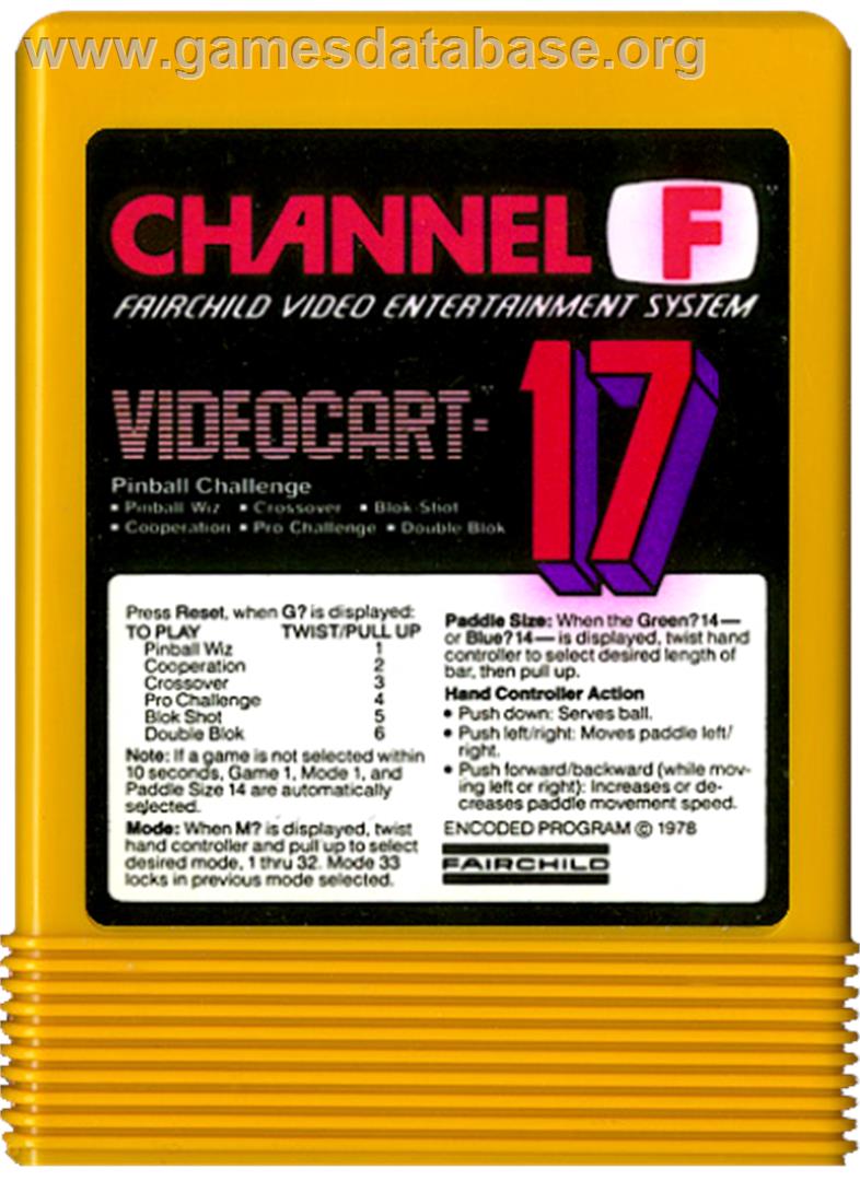 Pinball Challenge - Fairchild Channel F - Artwork - Cartridge