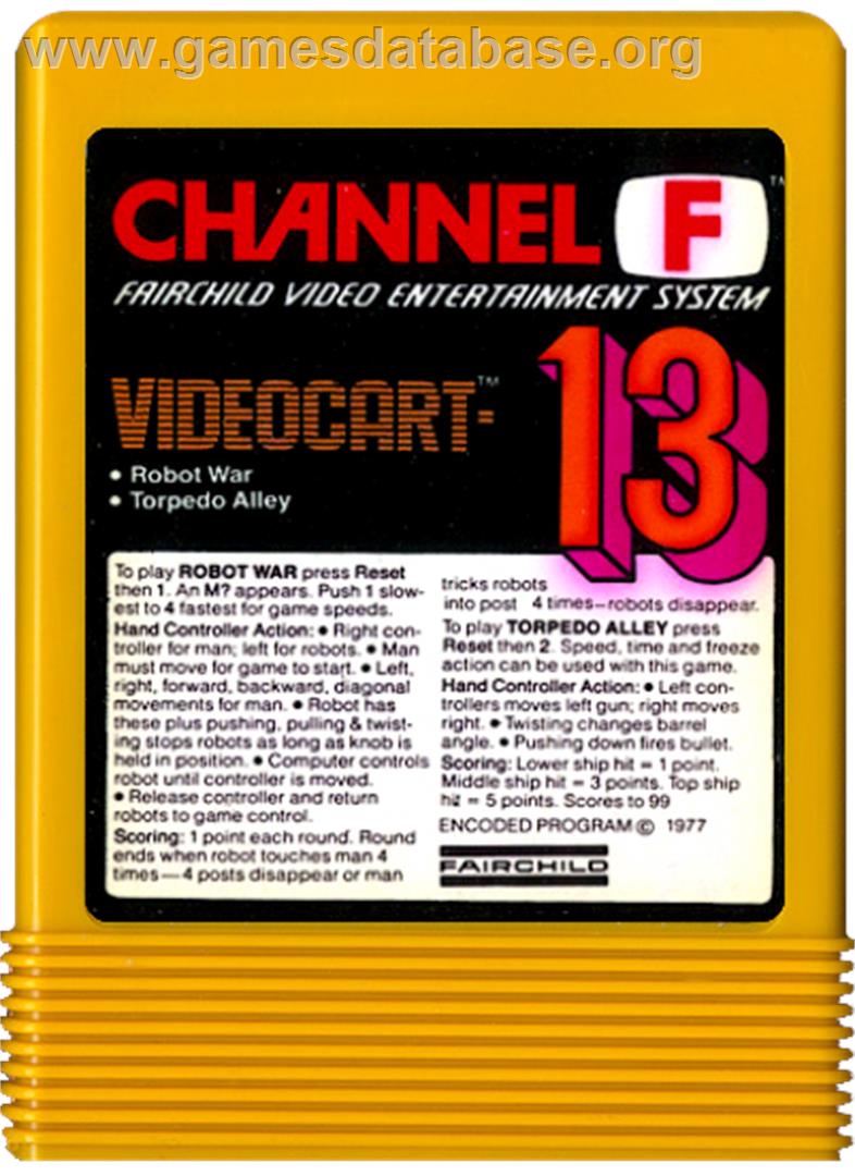 Videocart-13 - Robot War, Torpedo Alley - Fairchild Channel F - Artwork - Cartridge