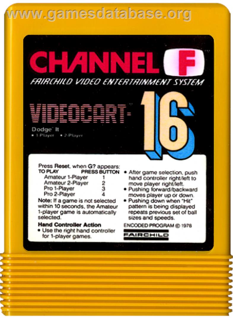 Videocart-16 - Dodge-it - Fairchild Channel F - Artwork - Cartridge