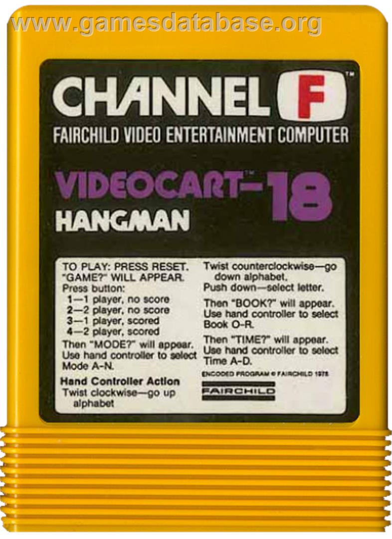 Videocart-18 - Hangman - Fairchild Channel F - Artwork - Cartridge