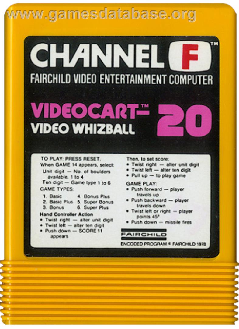 Videocart-20 - Video Whizball - Fairchild Channel F - Artwork - Cartridge