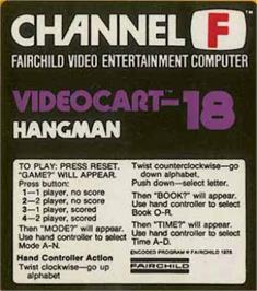 Top of cartridge artwork for Hangman on the Fairchild Channel F.