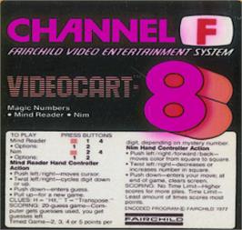 Top of cartridge artwork for Magic Numbers & Mind Reader & Nim on the Fairchild Channel F.