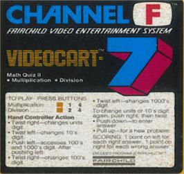 Top of cartridge artwork for Math Quiz II: Multiplication & Division on the Fairchild Channel F.