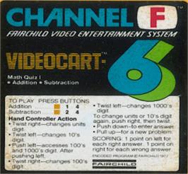 Top of cartridge artwork for Math Quiz I - Addition & Subtraction on the Fairchild Channel F.