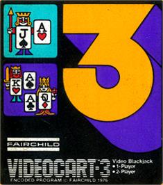 Top of cartridge artwork for Video Blackjack on the Fairchild Channel F.