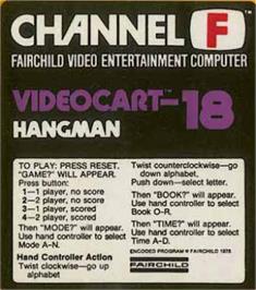 Top of cartridge artwork for Videocart-18 - Hangman on the Fairchild Channel F.