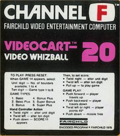 Top of cartridge artwork for Videocart-20 - Video Whizball on the Fairchild Channel F.