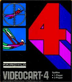 Top of cartridge artwork for Videocart-4 - Spitfire on the Fairchild Channel F.
