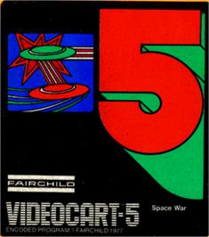 Top of cartridge artwork for Videocart-5 - Space War on the Fairchild Channel F.