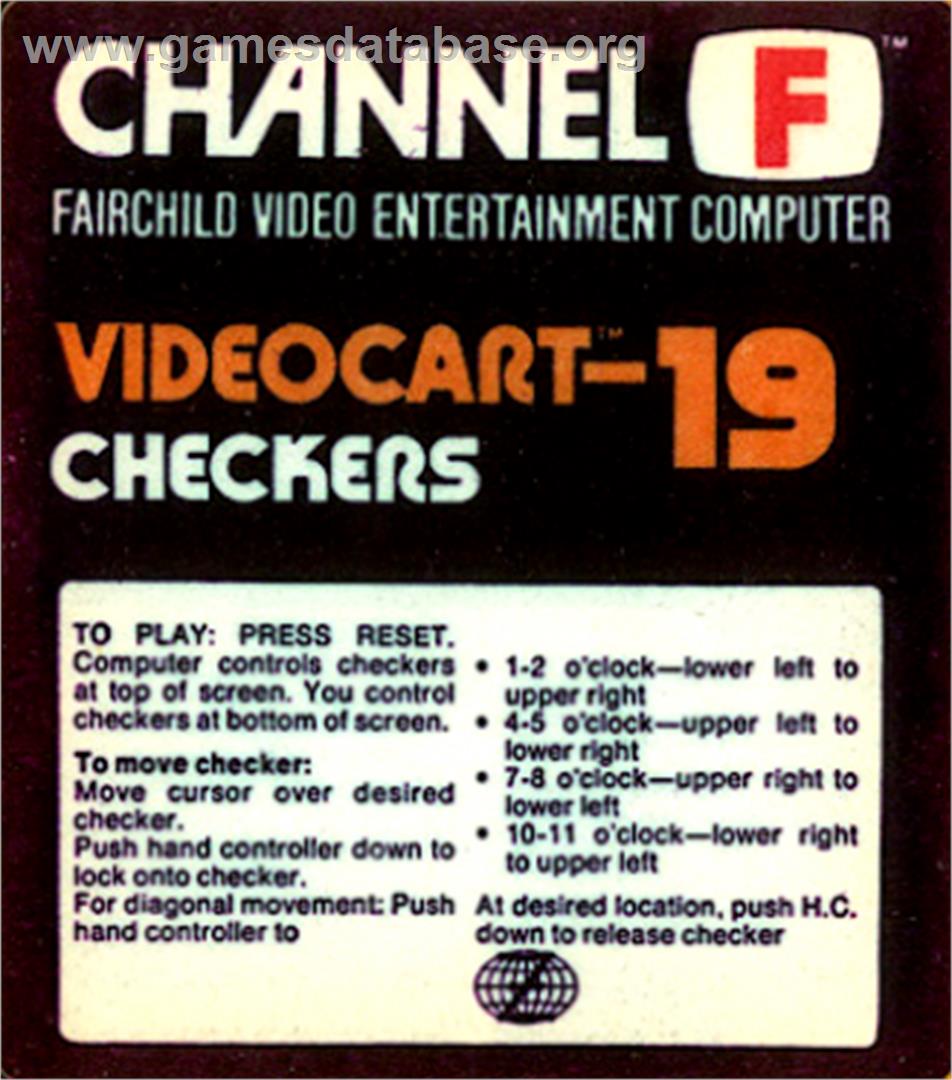 Checkers - Fairchild Channel F - Artwork - Cartridge Top