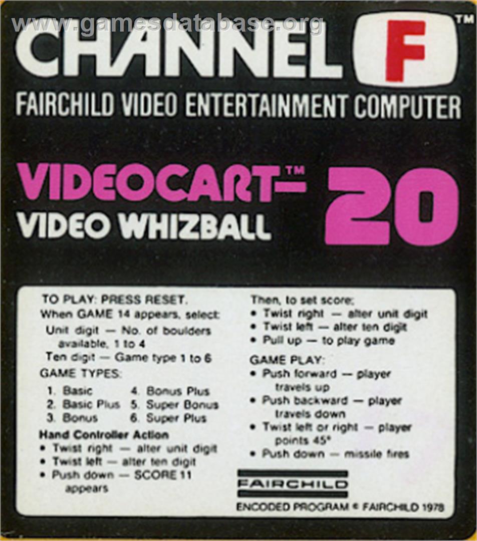 Video Whizball - Fairchild Channel F - Artwork - Cartridge Top