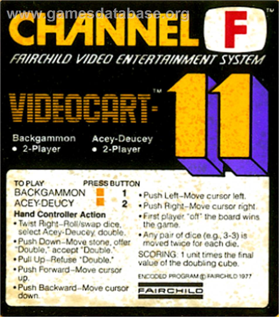 Videocart-11 - Backgammon, Acey-deucey - Fairchild Channel F - Artwork - Cartridge Top