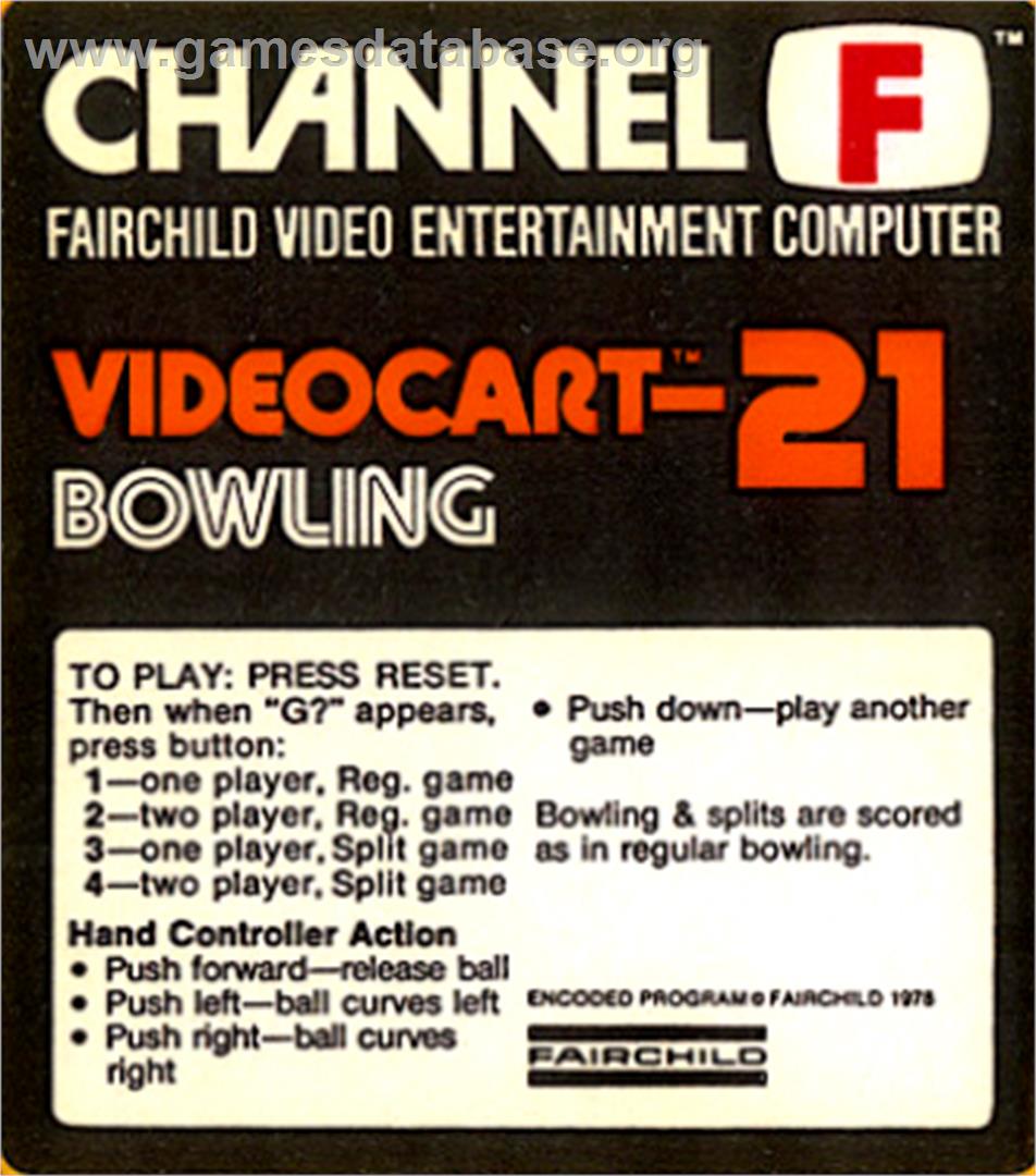 Videocart-21 - Bowling - Fairchild Channel F - Artwork - Cartridge Top